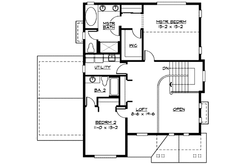 Dream House Plan - Floor Plan - Upper Floor for Craftsman House Plan #132-106 - 2 bed, 2.5 bath