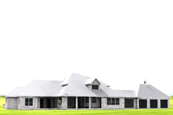Exterior - Rear Elevation for European House Plan #408-104 - 3 bed, 5.5 bath