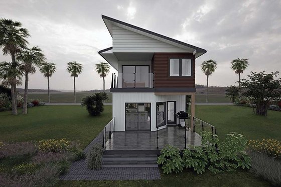 Exterior - Rear Elevation for Contemporary House Plan #1101-33 - 3 bed, 2.5 bath