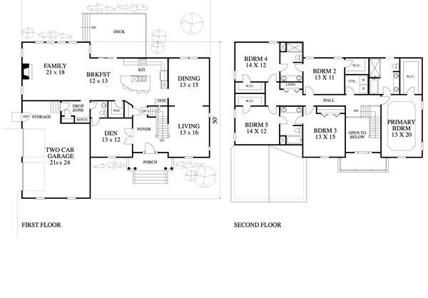 Architectural House Design - Colonial Floor Plan - Main Floor Plan #1053-98
