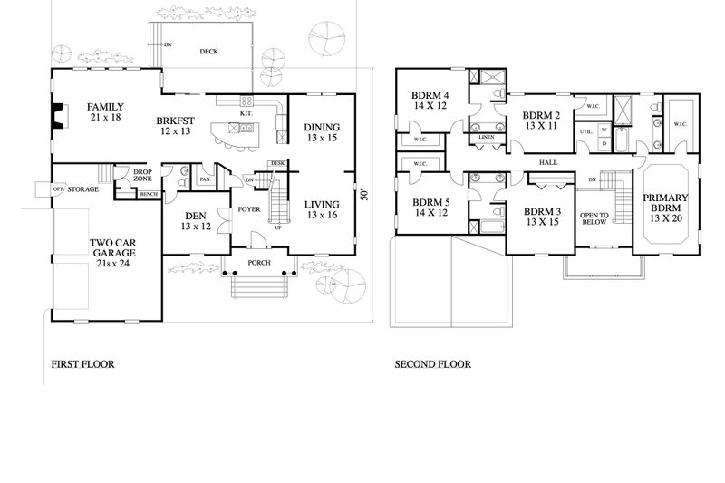 House Blueprint - Floor Plan - Main Floor for Colonial House Plan #1053-98 - 5 bed, 3.5 bath