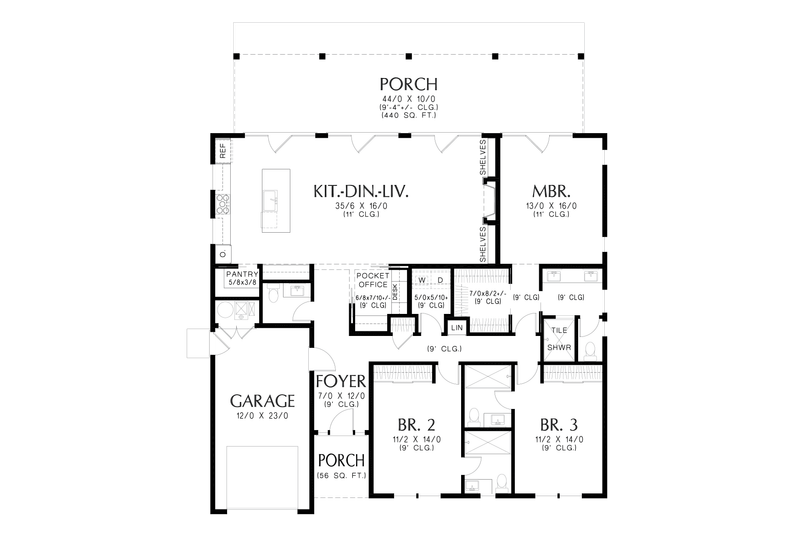 House Plan Design - Floor Plan - Main Floor for Farmhouse House Plan #48-1162 - 3 bed, 3.5 bath