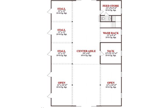 Floor Plan - Main Floor for Country House Plan #63-332, 0.5 bath