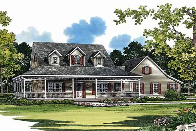 Architectural House Design - Exterior - Front Elevation 7 for Farmhouse House Plan #72-132 - 3 bed, 2.5 bath