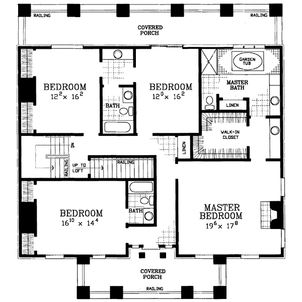 House Blueprint - Classical Floor Plan - Upper Floor Plan #72-188