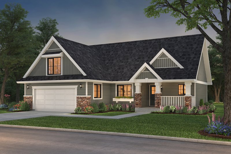 Dream House Plan - Exterior - Front Elevation 5 for Farmhouse House Plan #18-1054 - 2 bed, 2 bath