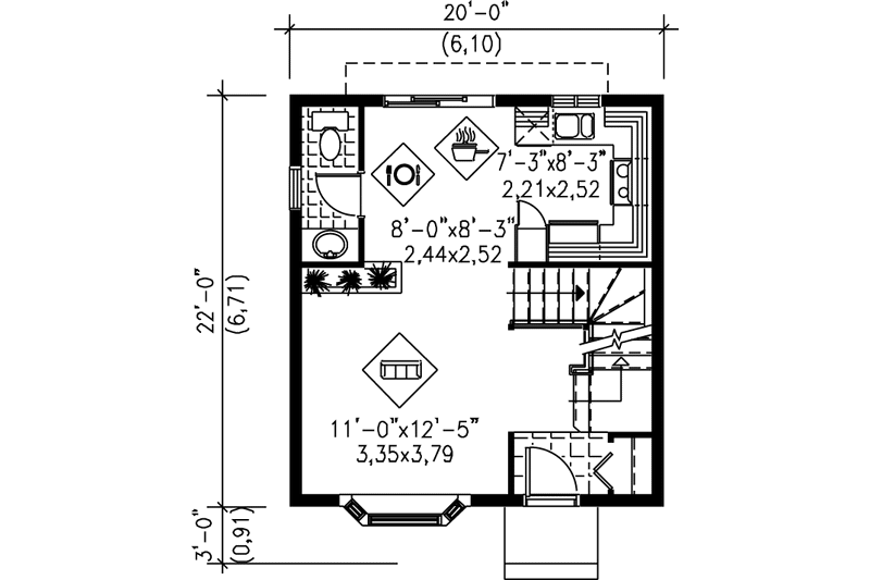 Dream House Plan - Floor Plan - Main Floor for Traditional House Plan #25-2188 - 3 bed, 1.5 bath