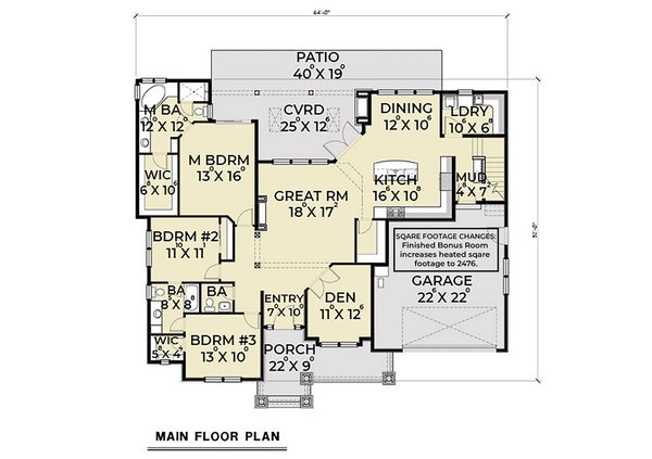 Traditional Floor Plan - Main Floor Plan #1070-212