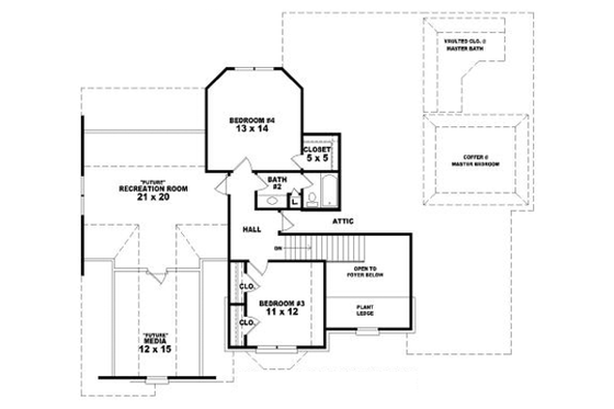 Floor Plan - Upper Floor for European House Plan #81-1038 - 4 bed, 3.5 bath