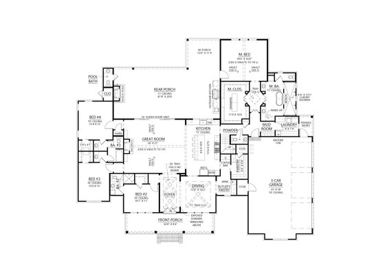 Floor Plan - Main Floor for Farmhouse House Plan #1074-69 - 4 bed, 3.5 bath