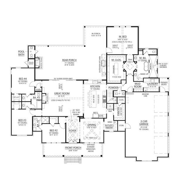House Plan Design - Farmhouse Floor Plan - Main Floor Plan #1074-69