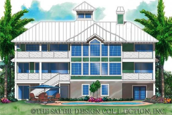 Exterior - Rear Elevation for Mediterranean House Plan #930-132 - 5 bed, 4.5 bath