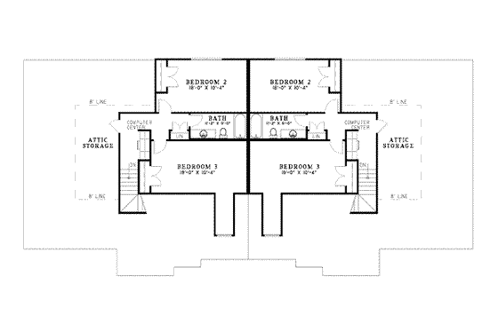 Floor Plan - Upper Floor for European House Plan #17-631 - 3 bed, 2.5 bath