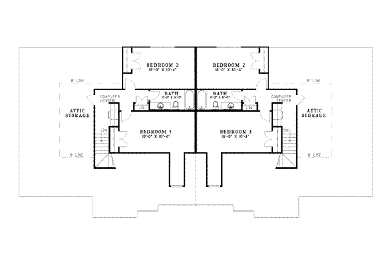 Architectural House Design - Floor Plan - Upper Floor for European House Plan #17-631 - 3 bed, 2.5 bath