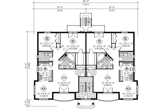 Floor Plan - Main Floor for European House Plan #25-307 - 2 bed, 1 bath