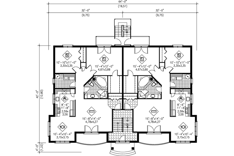Dream House Plan - Floor Plan - Main Floor for European House Plan #25-307 - 2 bed, 1 bath