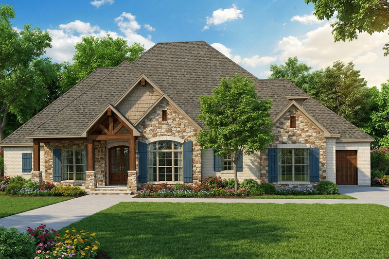 European Style House Plan - 3 Beds 3.5 Baths 2340 Sq/Ft Plan #17-2496 Exterior