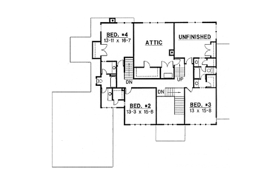 Floor Plan - Upper Floor for Traditional House Plan #67-229 - 4 bed, 4 bath