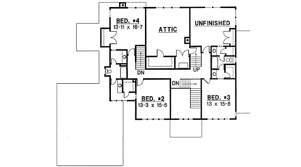 Traditional Floor Plan - Upper Floor Plan #67-229