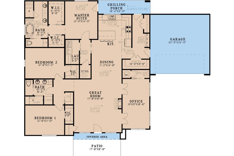 Architectural House Design - Floor Plan - Main Floor for Modern House Plan #923-433 - 3 bed, 2 bath