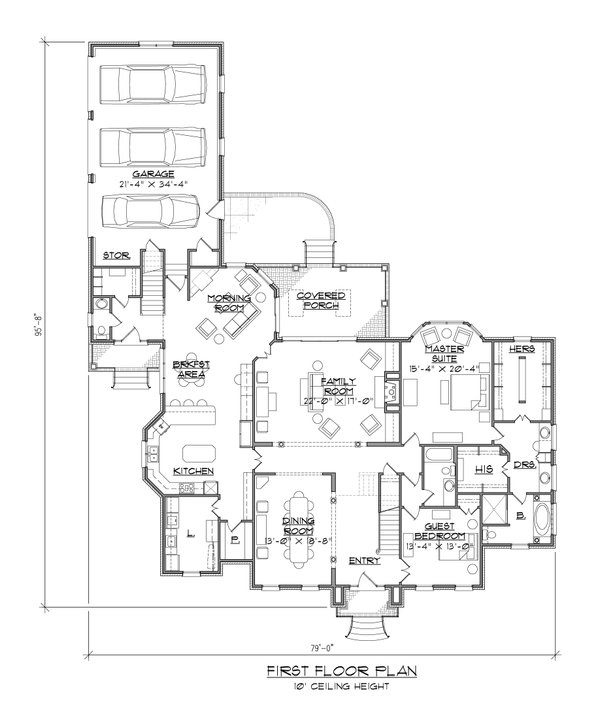 Traditional Floor Plan - Main Floor Plan #1054-58
