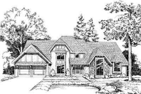 Exterior - Front Elevation for European House Plan #312-268 - 4 bed, 3.5 bath