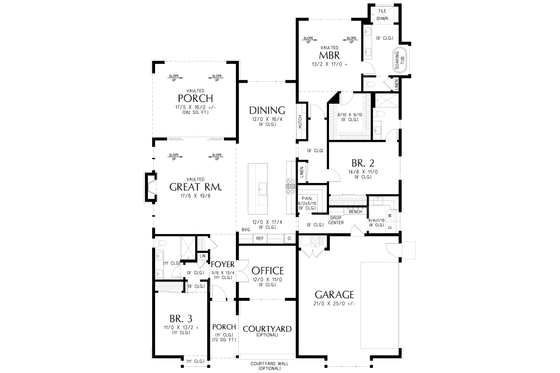 Floor Plan - Main Floor for Contemporary House Plan #48-1199 - 3 bed, 3 bath