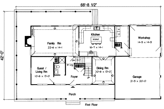 Floor Plan - Main Floor for Country House Plan #312-550 - 4 bed, 3 bath