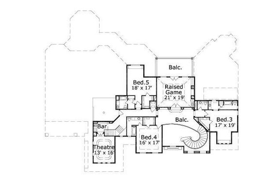 Floor Plan - Upper Floor for European House Plan #411-421 - 5 bed, 5.5 bath