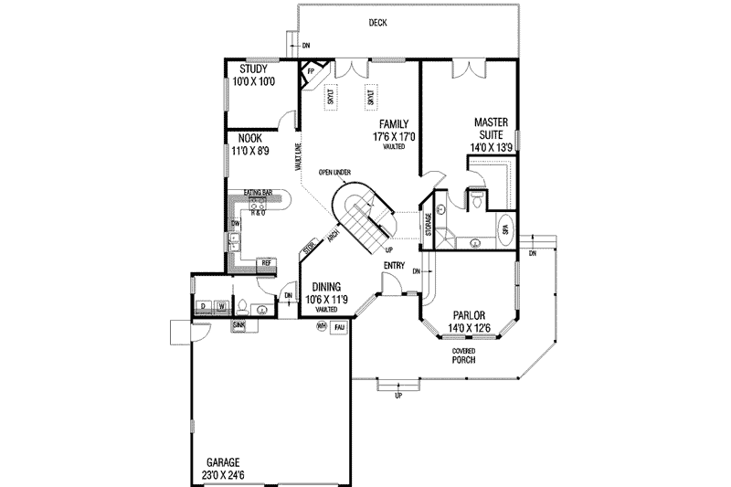 House Plan Design - Floor Plan - Main Floor for Traditional House Plan #60-354 - 4 bed, 2.5 bath