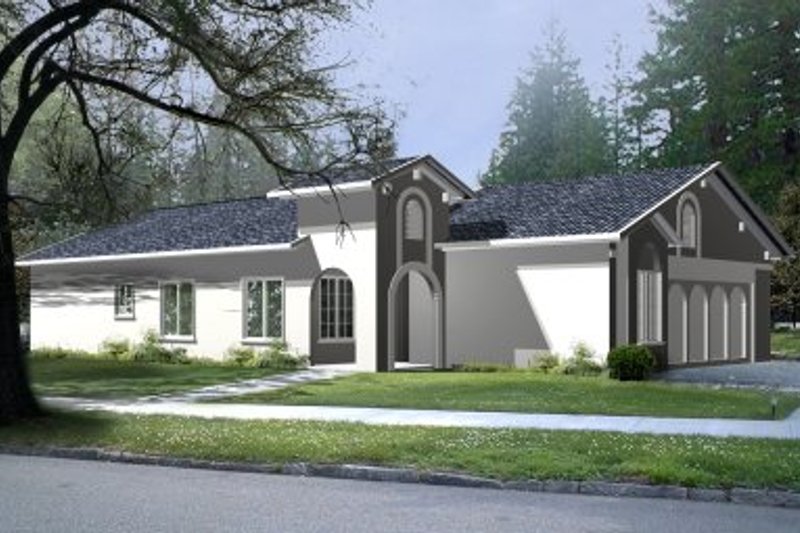 House Design - Adobe / Southwestern Exterior - Front Elevation Plan #1-198