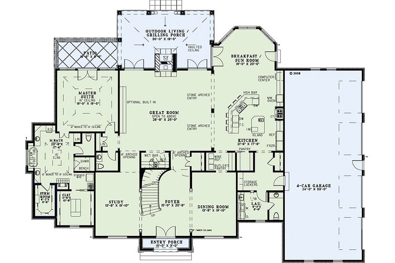 Architectural House Design - Floor Plan - Main Floor for European House Plan #17-2381 - 4 bed, 4 bath