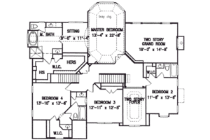 Floor Plan - Upper Floor for Traditional House Plan #54-128 - 4 bed, 3.5 bath