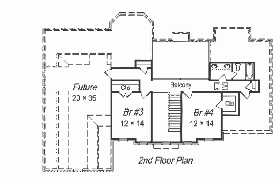Floor Plan - Upper Floor for European House Plan #329-272 - 4 bed, 3 bath
