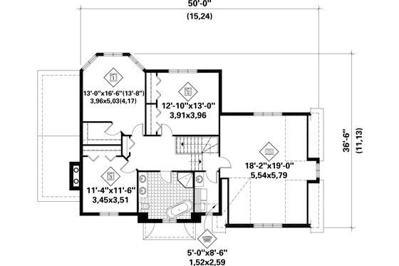 Floor Plan - Upper Floor for Traditional House Plan #25-4795 - 3 bed, 1 bath