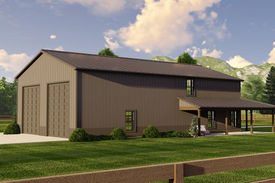 Exterior - Rear Elevation for Country House Plan #1064-245 - 2 bed, 2.5 bath
