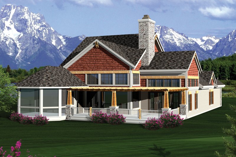 Dream House Plan - Exterior - Rear Elevation for Craftsman House Plan #70-1055 - 2 bed, 2.5 bath