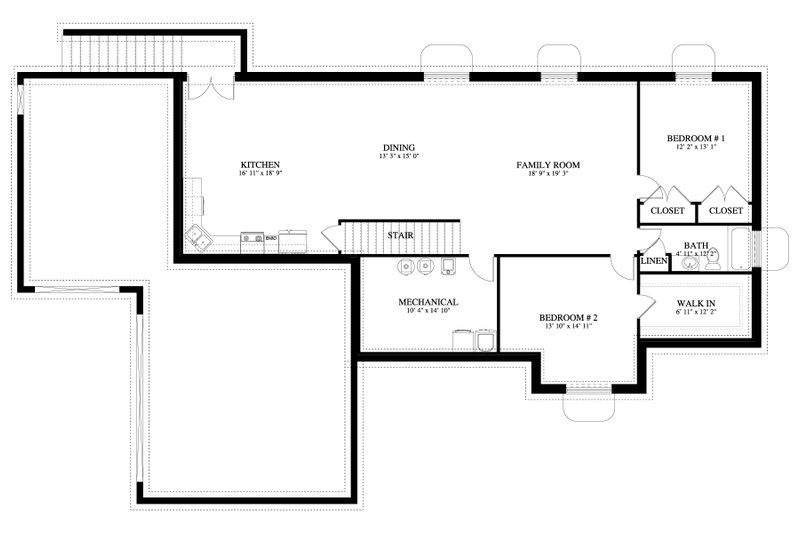 Dream House Plan - Floor Plan - Lower Floor for Traditional House Plan #1060-212 - 4 bed, 3.5 bath