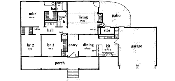Architectural House Design - Southern Floor Plan - Main Floor Plan #36-403