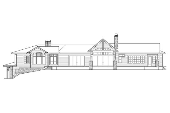 Exterior - Rear Elevation for European House Plan #124-1062 - 3 bed, 3.5 bath