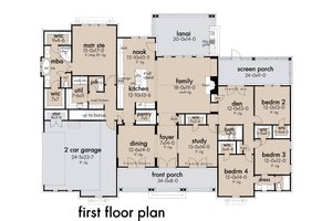 Floor Plan - Main Floor for Farmhouse House Plan #120-271 - 4 bed, 3.5 bath