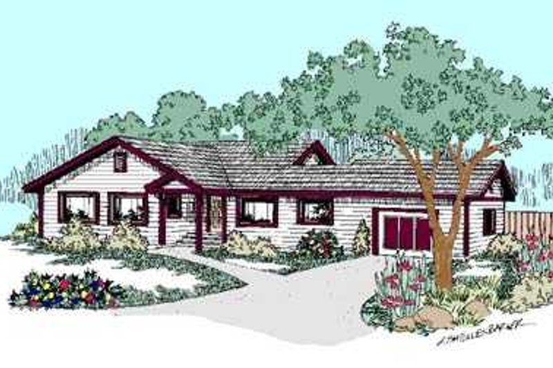 Architectural House Design - Ranch Exterior - Front Elevation Plan #60-484