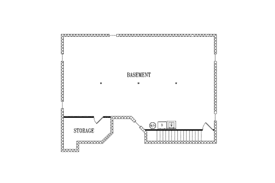 Floor Plan - Lower Floor for Adobe / Southwestern House Plan #1-236 - 3 bed, 2 bath