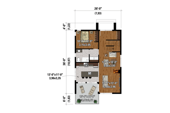 Floor Plan - Main Floor for Cottage House Plan #25-4925 - 5 bed, 3 bath