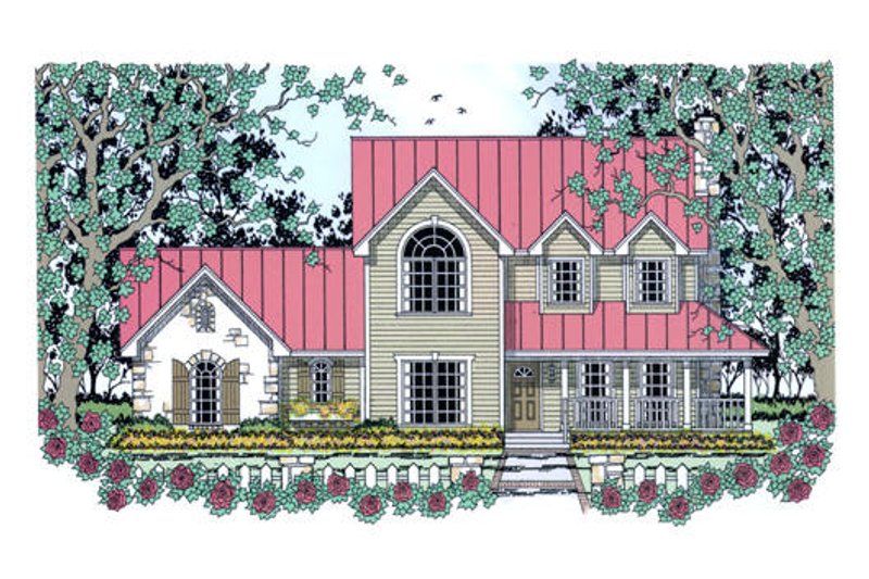 House Blueprint - Southern Exterior - Front Elevation Plan #42-394