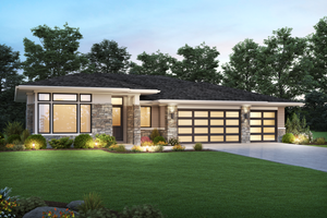 Prairie Exterior - Front Elevation Plan #48-1100