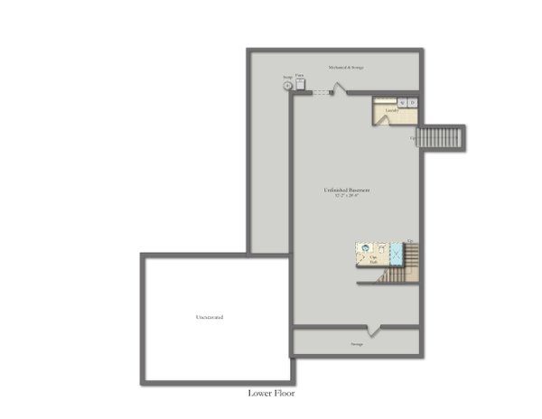 Floor Plan - Lower Floor for Farmhouse House Plan #1057-47 - 4 bed, 2.5 bath