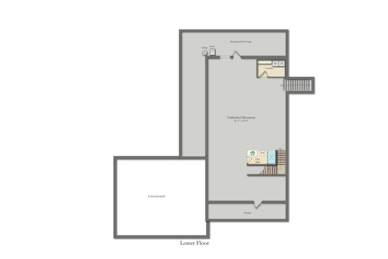 Architectural House Design - Floor Plan - Lower Floor for Farmhouse House Plan #1057-47 - 4 bed, 2.5 bath