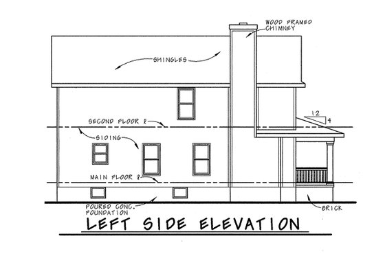 Exterior - Rear Elevation 1 for Farmhouse House Plan #20-1218 - 3 bed, 2.5 bath
