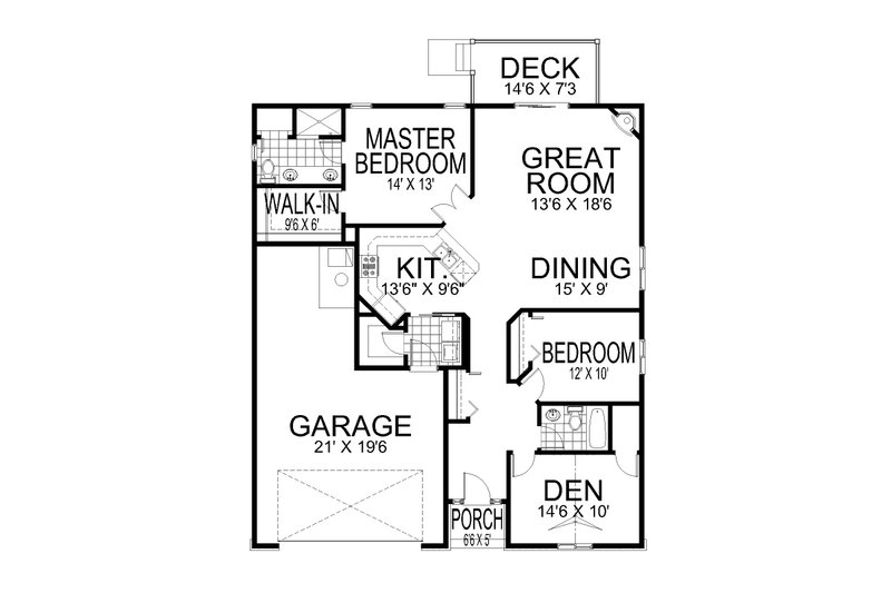 Architectural House Design - Floor Plan - Main Floor for Craftsman House Plan #112-260 - 3 bed, 2 bath